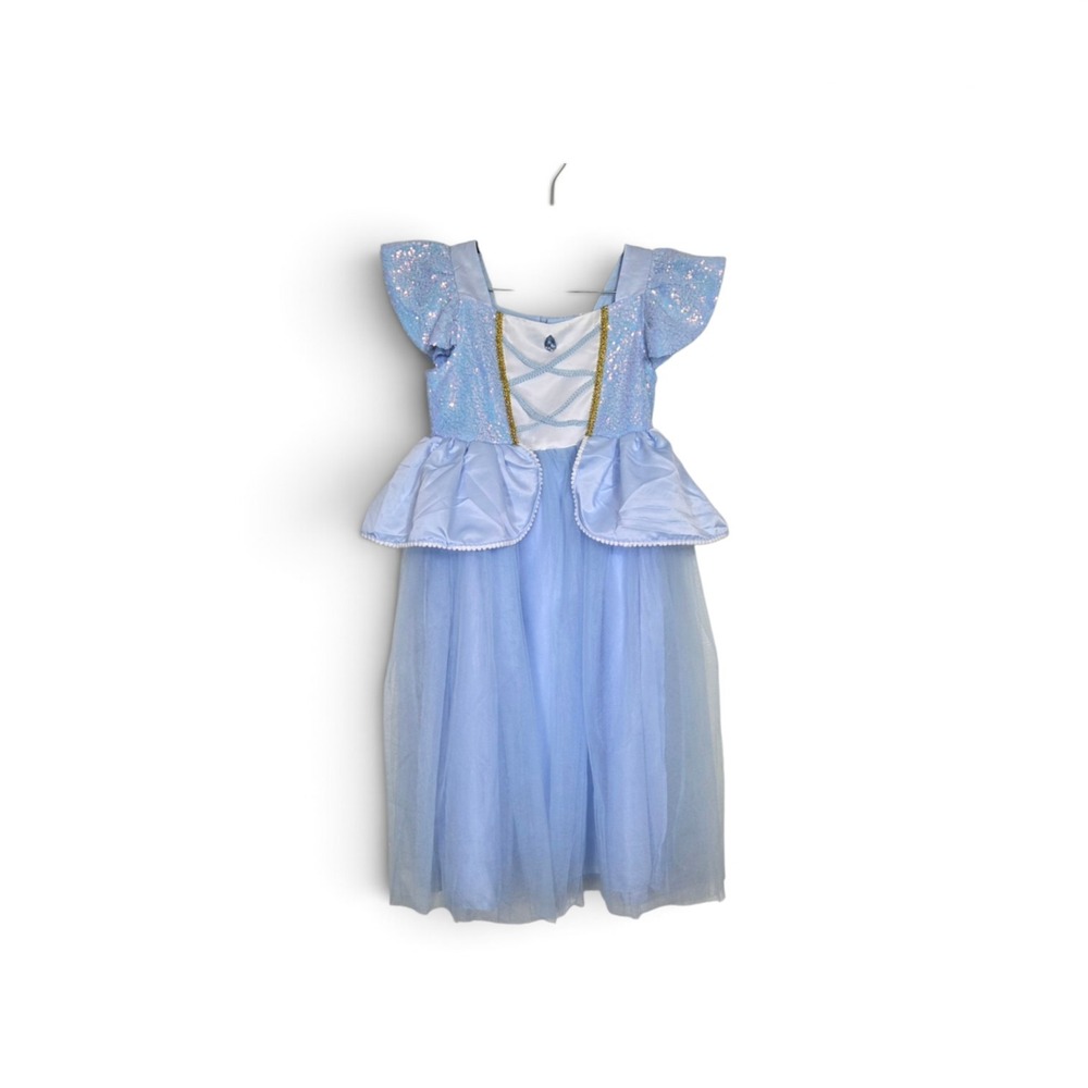 Light Blue Princess Costume Dress Sequined Bodice Tulle Skirt Bow Back Size 12